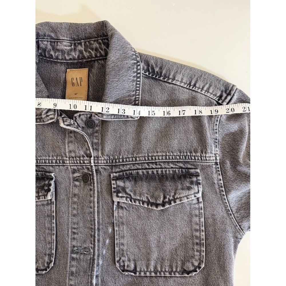 GAP‎ Gray Washed Belted Denim Utility Shirt Shaket Jacket Size M Tall - Picture 9 of 13